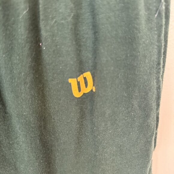 Vtg Mens Green Sweatpants Medium Cotton Wilson Joggers Drawstring Emblem Pockets - Picture 2 of 10